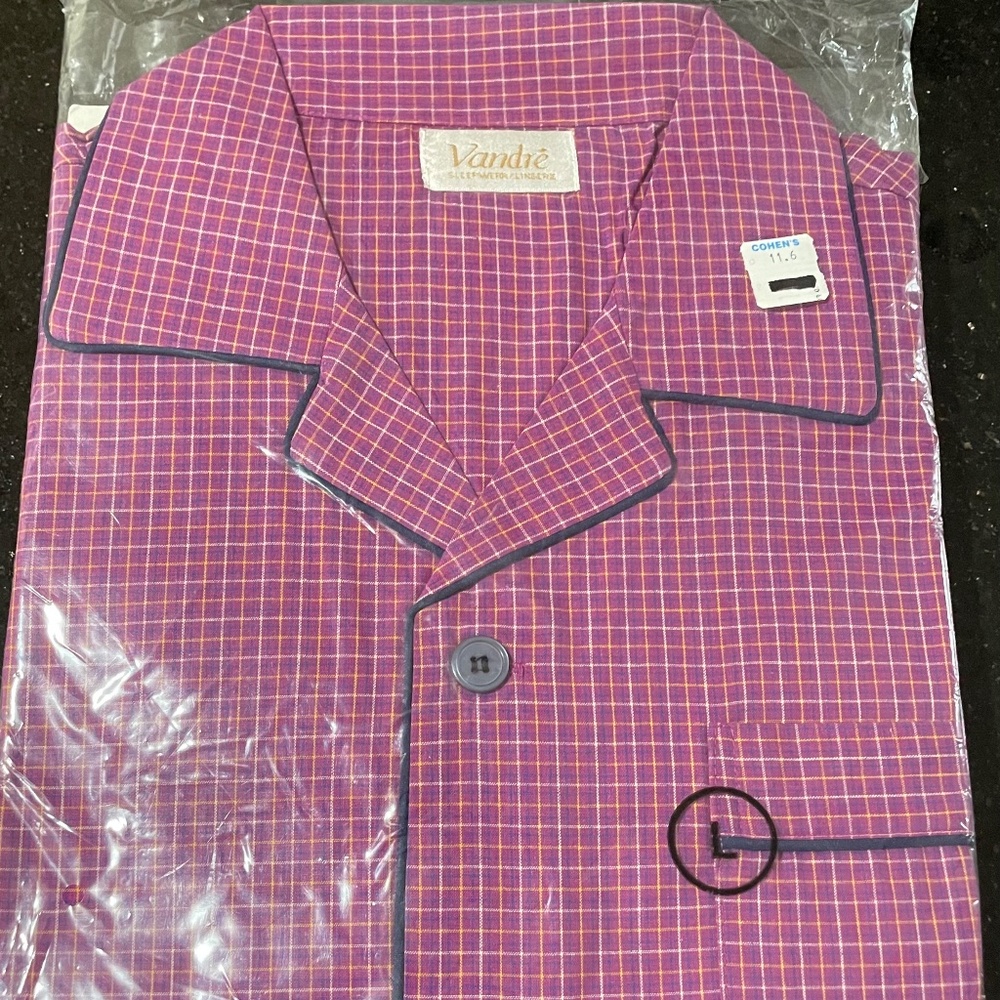 New Vandre Women's 2 piece Pink Mauve Check PJs Sleepwear Pajama Set, Size Large